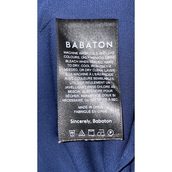 Babaton Aritzia Women’s Wallace Wrap Dress Blue Print Size Large Indigo Glimmer - Picture 9 of 10